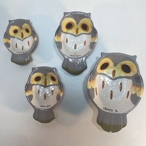 Pier 1 Imports Hand Painted Nesting Owl Measuring Cups ~ Set Of 4